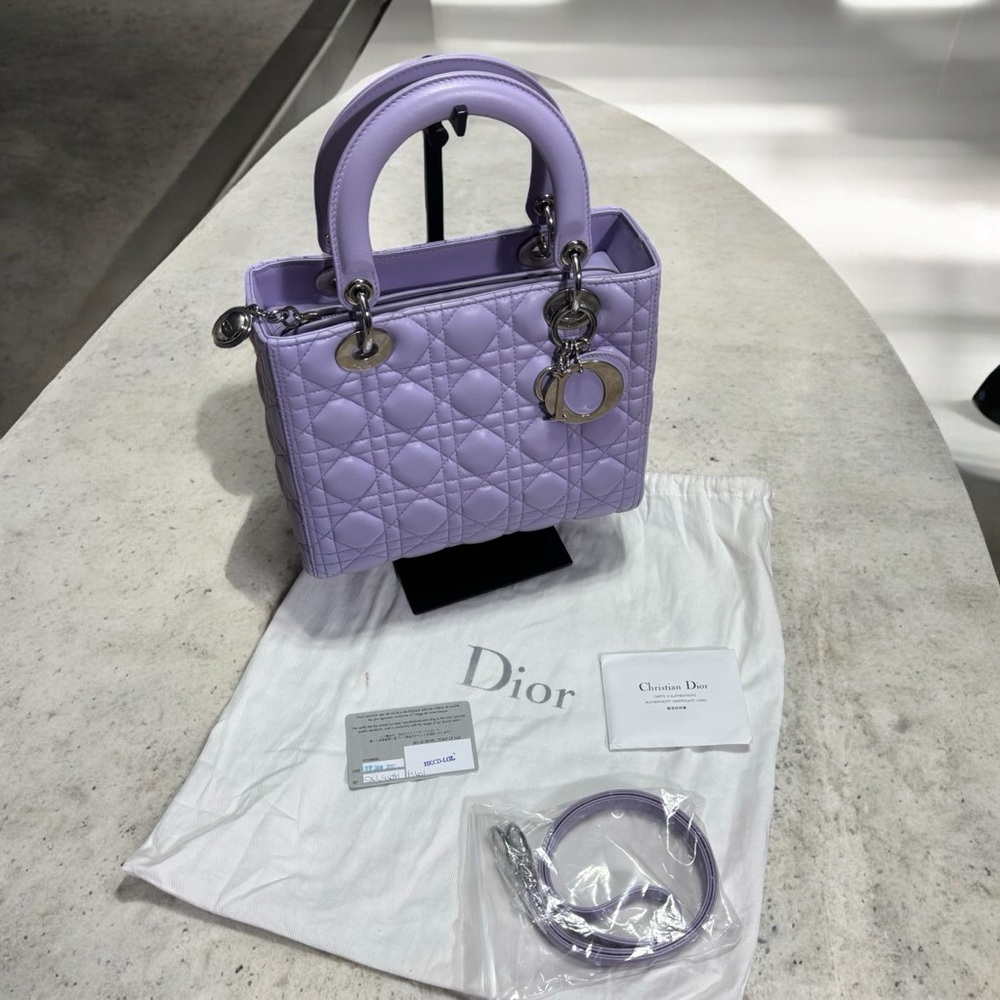 Christian DIOR Lavender Cannage Lady Dior Bag